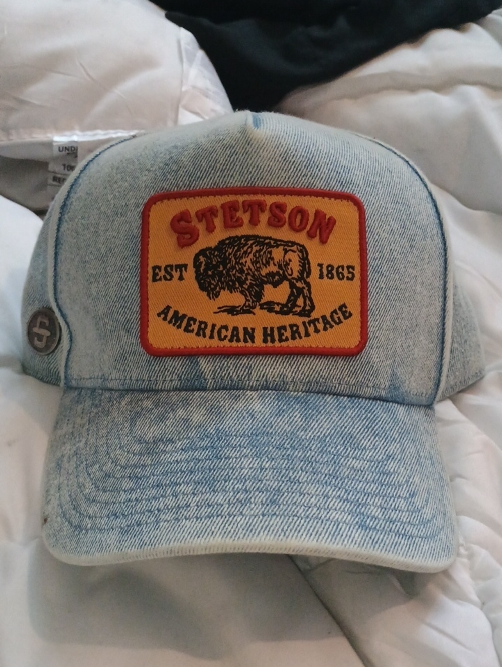Stetson Light Blue Denim Cap with Yellow & Red Patch